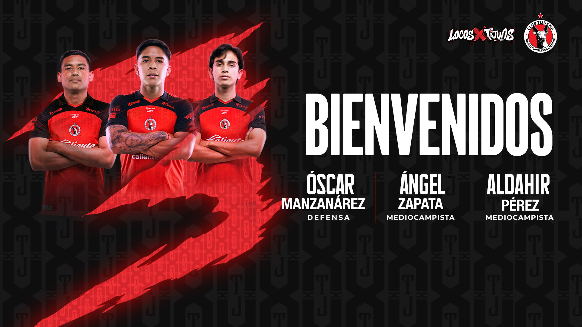 Óscar Manzánarez, Ángel Zapata y Aldahir Pérez llegan al Club Tijuana.